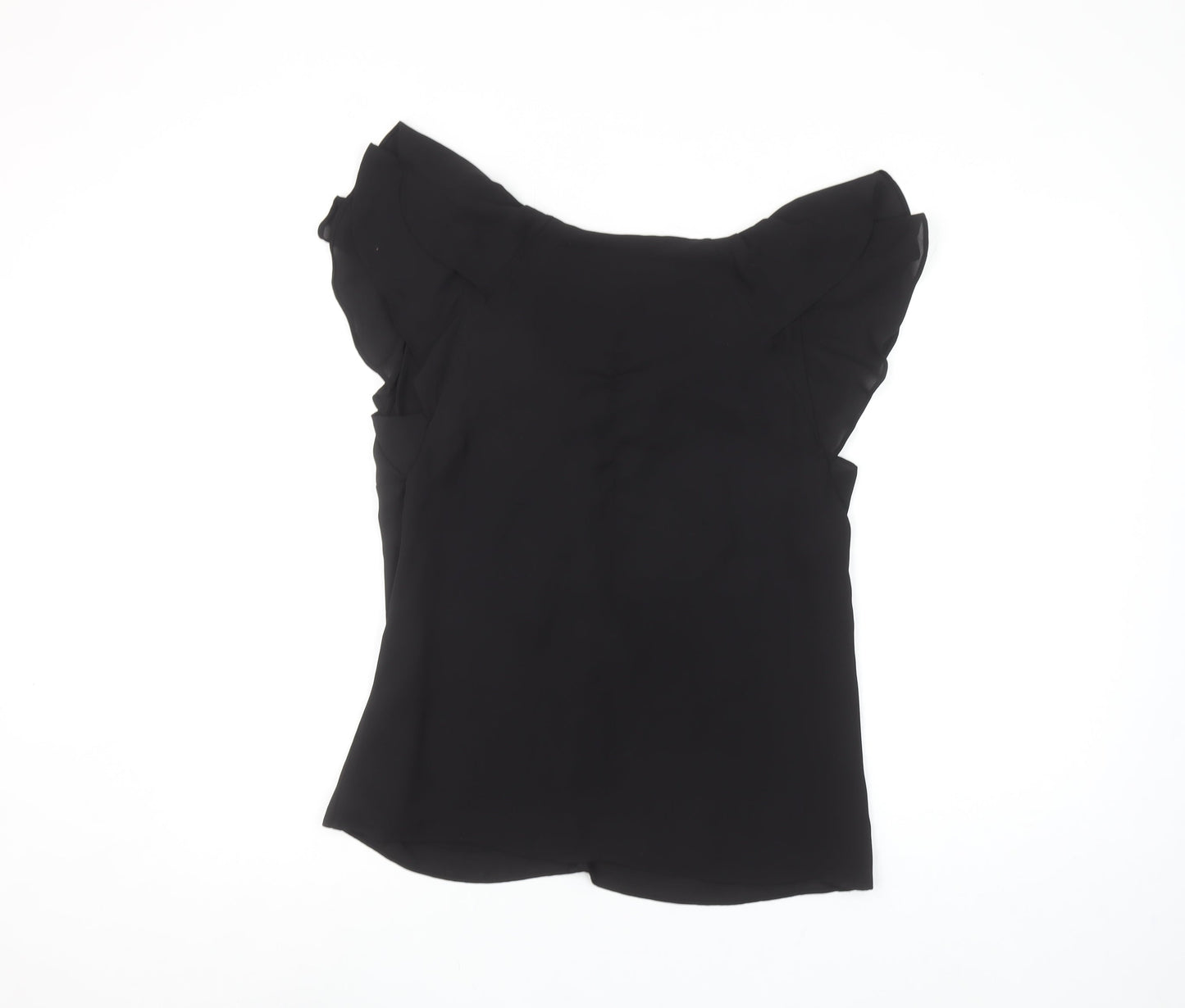 Monsoon Women's Black Ruffle Chiffon Sleeveless Blouse Size 10