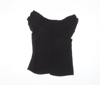 Monsoon Women's Black Ruffle Chiffon Sleeveless Blouse Size 10