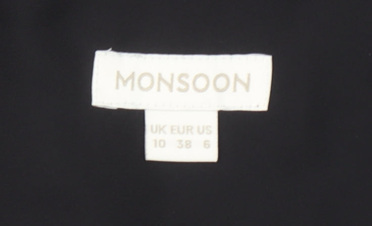 Monsoon Women's Black Ruffle Chiffon Sleeveless Blouse Size 10