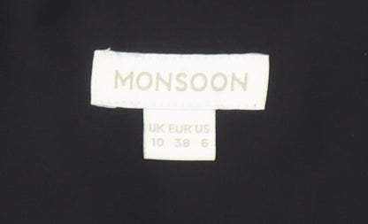 Monsoon Women's Black Ruffle Chiffon Sleeveless Blouse Size 10