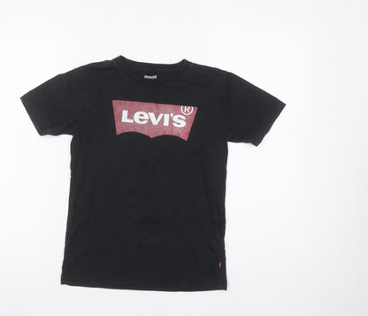 Levi's Boys Black Graphic Logo Short Sleeve Cotton T-Shirt 10 Years