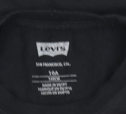 Levi's Boys Black Graphic Logo Short Sleeve Cotton T-Shirt 10 Years