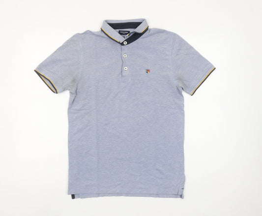 Jack & Jones Men's Blue Cotton Polo Shirt Size M Classic Fit