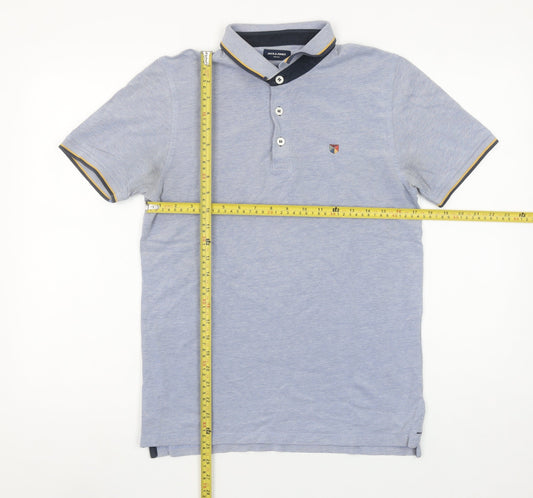 Jack & Jones Men's Blue Cotton Polo Shirt Size M Classic Fit