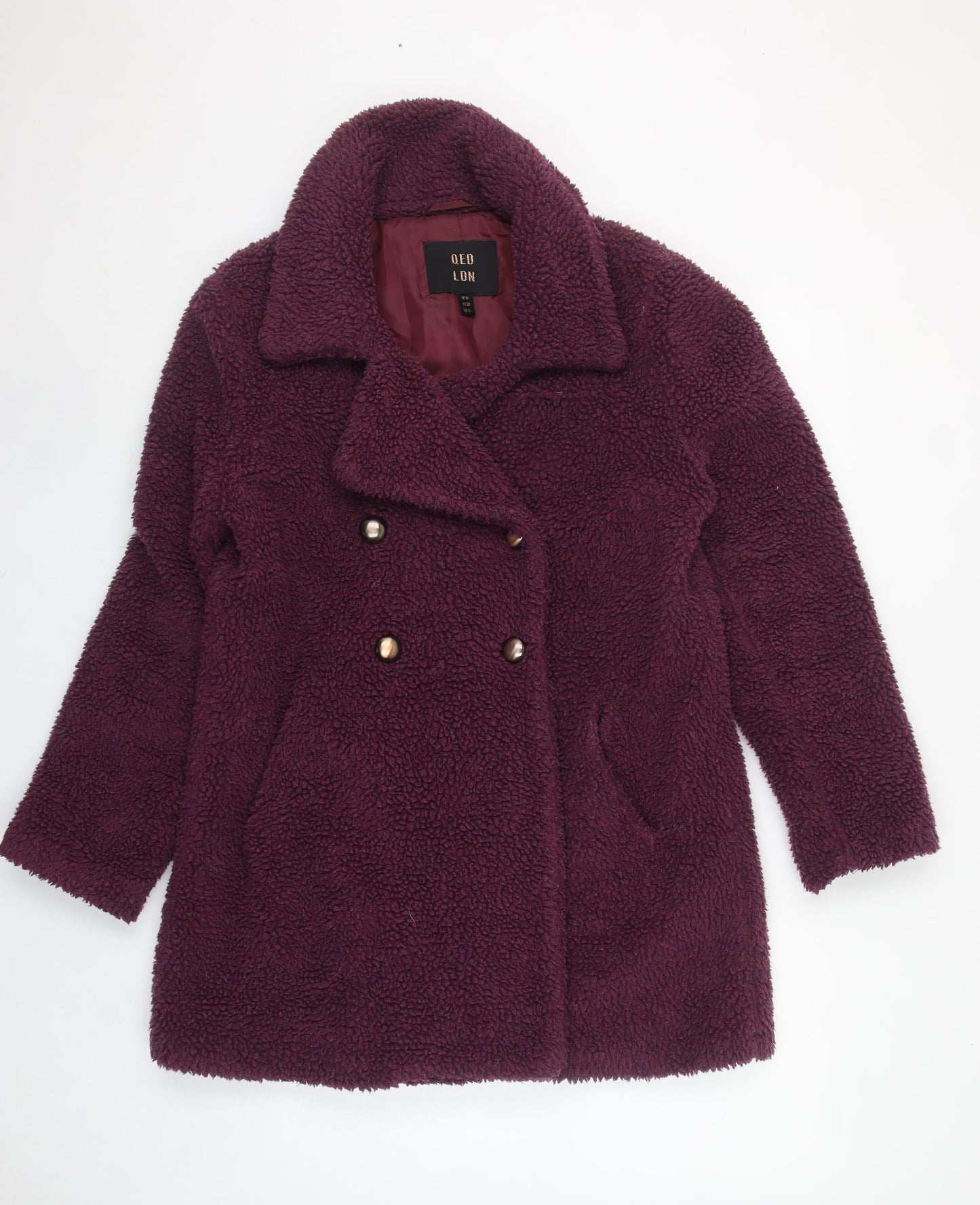 QED LDN Women’s Purple Fleece Pea Coat Size 10