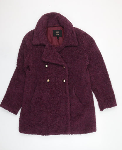 QED LDN Women’s Purple Fleece Pea Coat Size 10