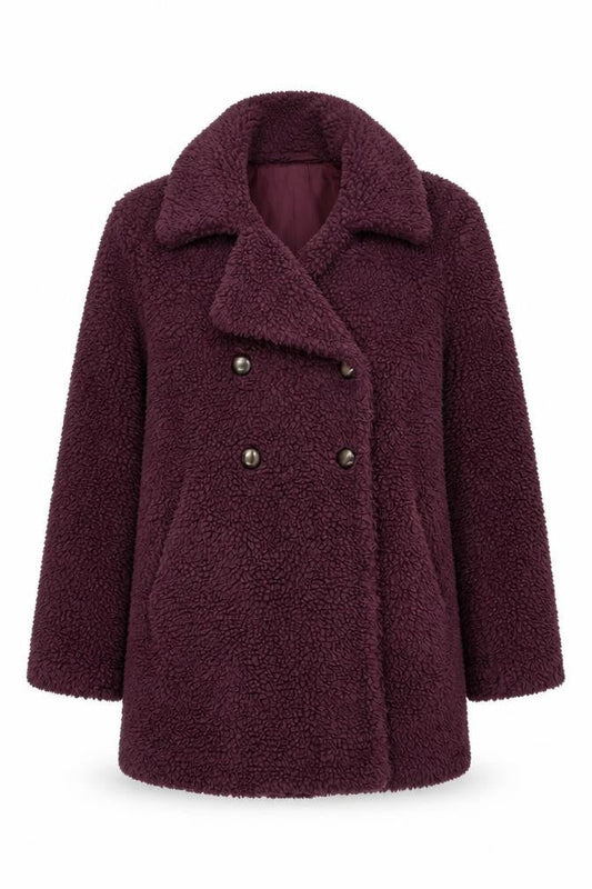 QED LDN Women’s Purple Fleece Pea Coat Size 10