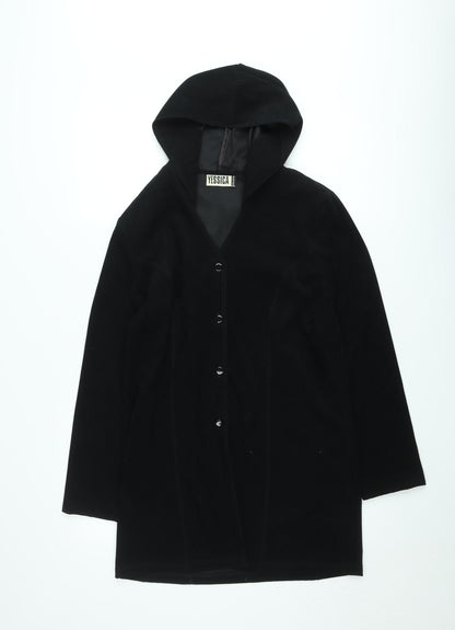 Yessica Womens Black Hooded Mid-Length Jacket UK 16