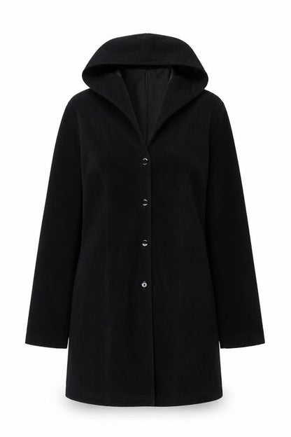 Yessica Womens Black Hooded Mid-Length Jacket UK 16
