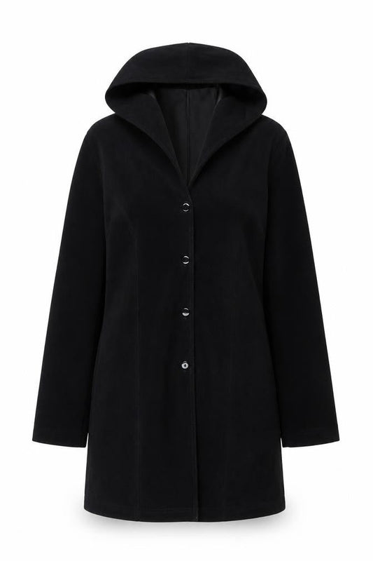 Yessica Womens Black Hooded Mid-Length Jacket UK 16