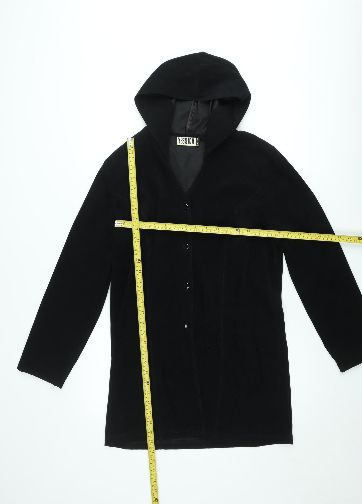 Yessica Womens Black Hooded Mid-Length Jacket UK 16