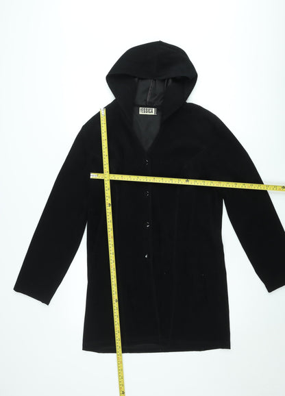 Yessica Womens Black Hooded Mid-Length Jacket UK 16