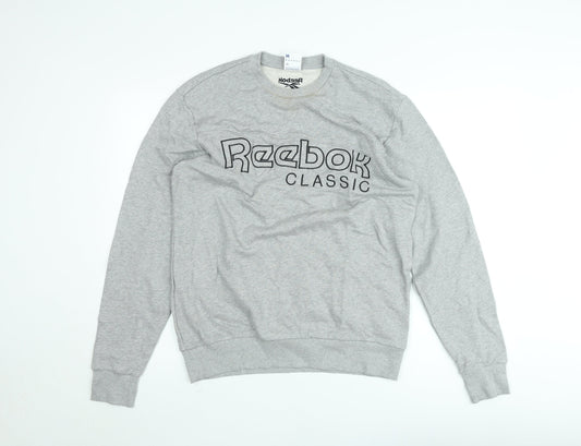 Reebok Classic Grey Crew Neck Sweatshirt Women's M Cotton Blend