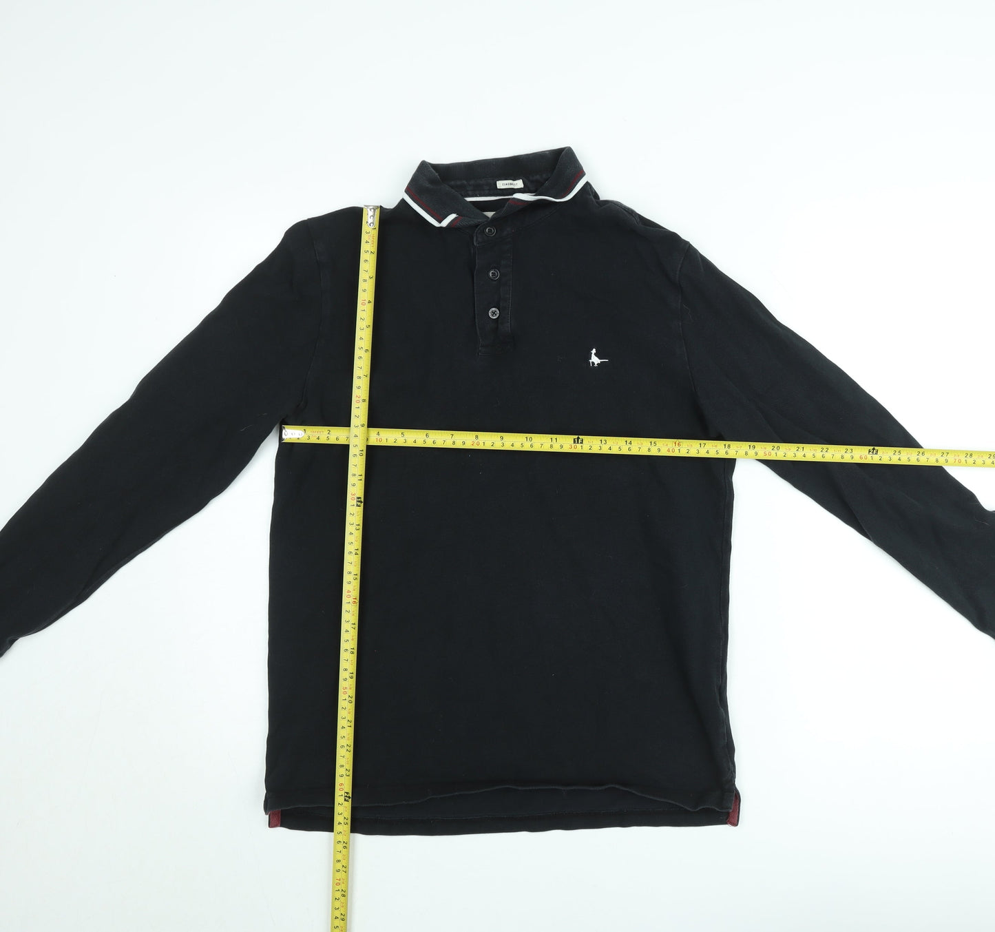 Jack Wills Men's Black Long Sleeve Polo Shirt Size M Cotton Classic Fit