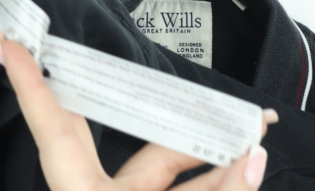 Jack Wills Men's Black Long Sleeve Polo Shirt Size M Cotton Classic Fit