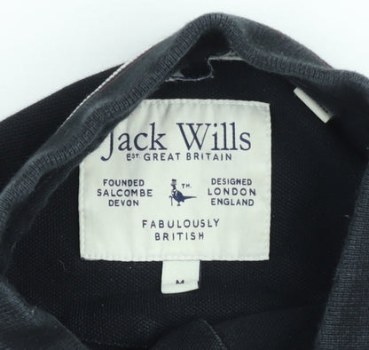 Jack Wills Men's Black Long Sleeve Polo Shirt Size M Cotton Classic Fit