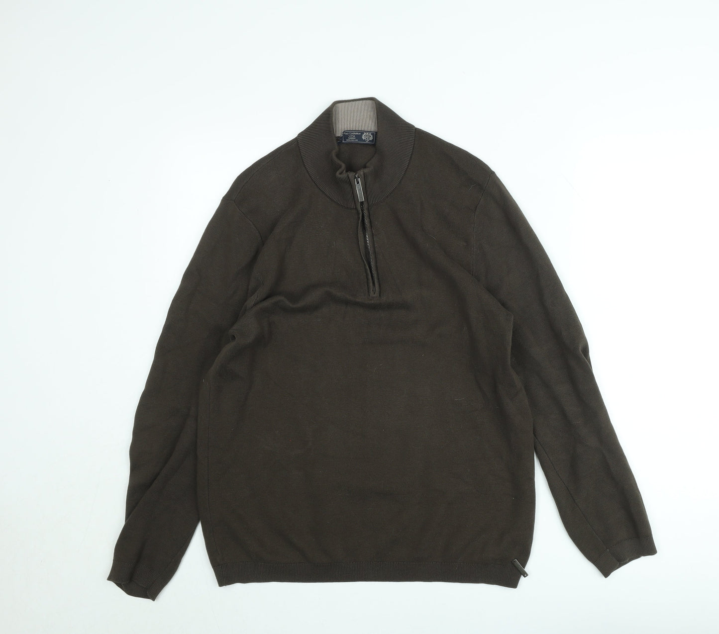 Paul Costelloe Men’s Brown 1/2 Zip Cotton Knit Sweatshirt Medium