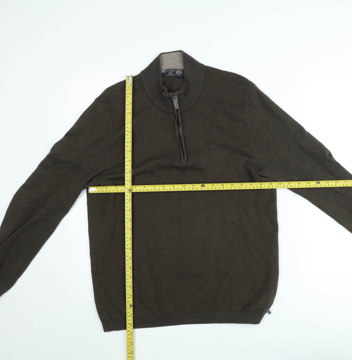 Paul Costelloe Men’s Brown 1/2 Zip Cotton Knit Sweatshirt Medium