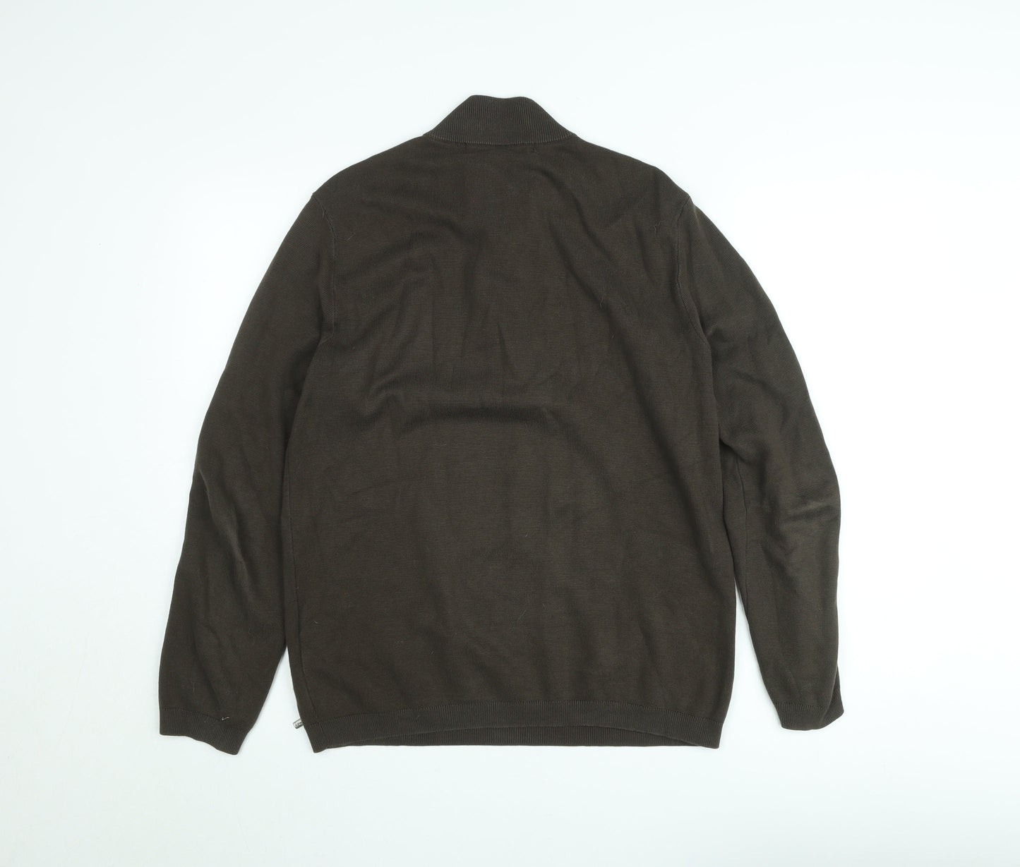 Paul Costelloe Men’s Brown 1/2 Zip Cotton Knit Sweatshirt Medium