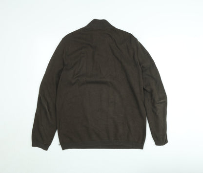 Paul Costelloe Men’s Brown 1/2 Zip Cotton Knit Sweatshirt Medium