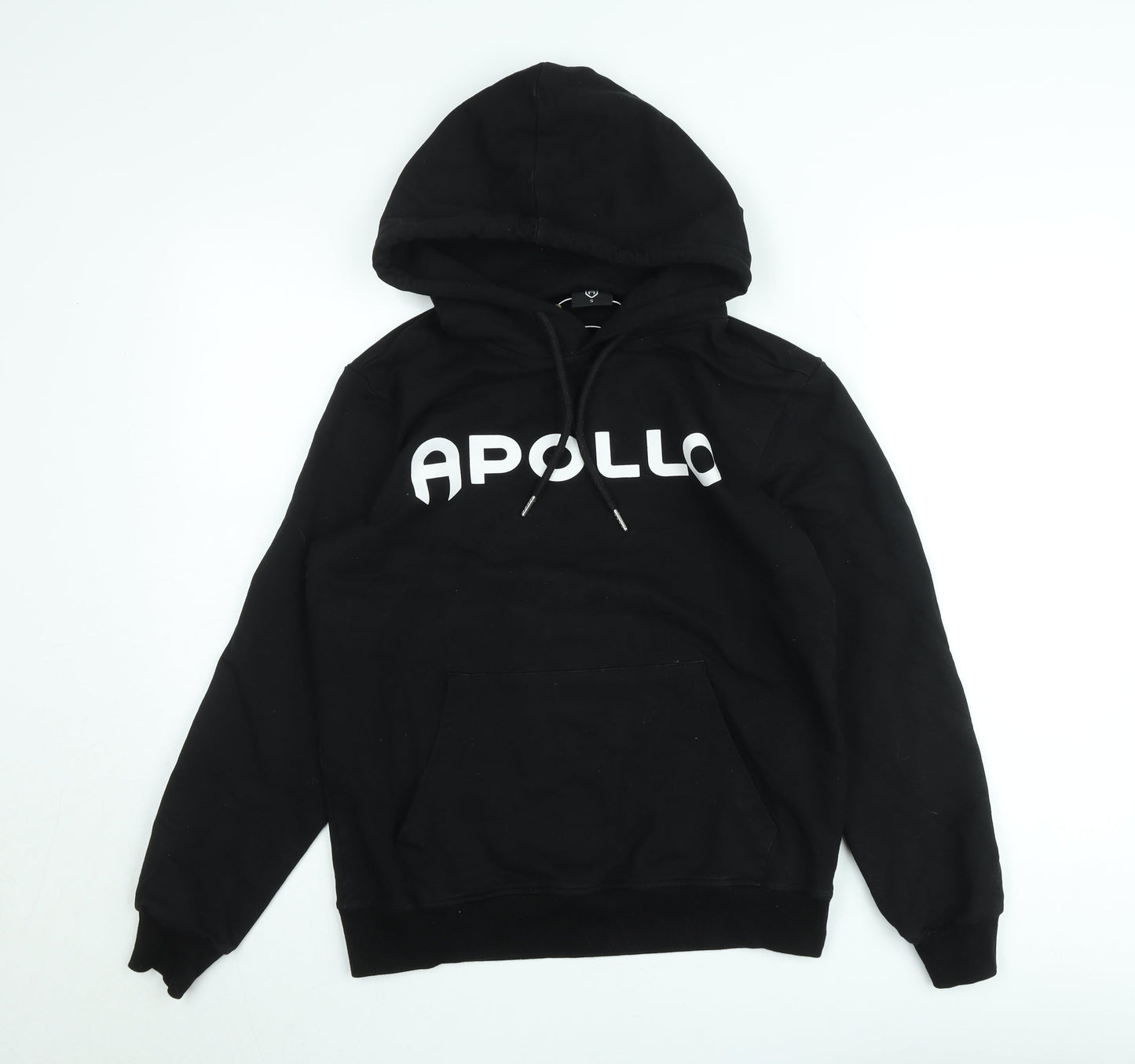 Apollo Men's Black Pullover Hoodie Small Graphic Print Cotton