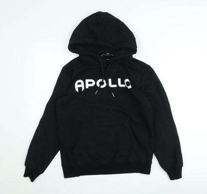 Apollo Men's Black Pullover Hoodie Small Graphic Print Cotton