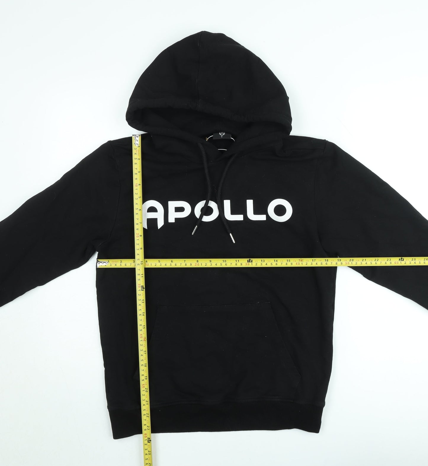 Apollo Men's Black Pullover Hoodie Small Graphic Print Cotton