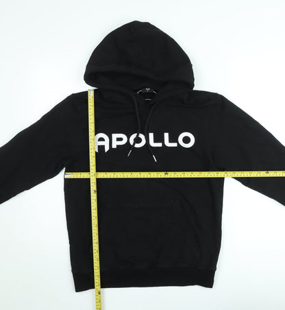 Apollo Men's Black Pullover Hoodie Small Graphic Print Cotton