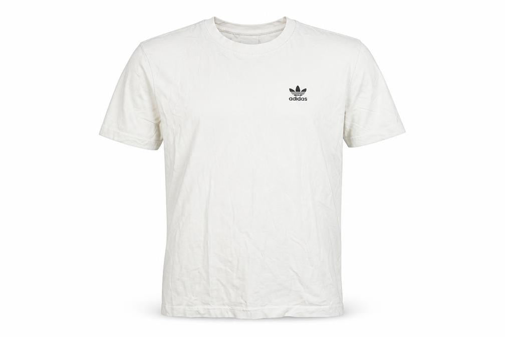 Front view of Adidas Men's White XS Trefoil Logo Short Sleeve Crew Neck T-Shirt