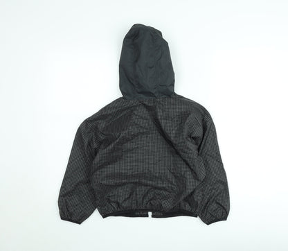 Nike Boys Black Check Windbreaker Jacket Size 8-9 Years Hooded Zip Up