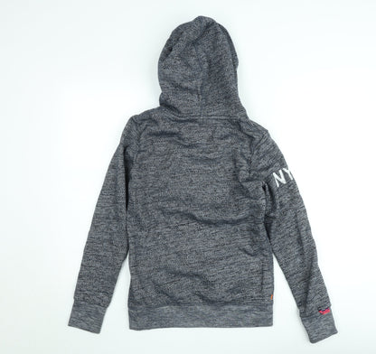 Superdry Womens Grey Pullover Hoodie XS Graphic Print Bronx NYC