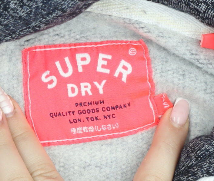 Superdry Womens Grey Pullover Hoodie XS Graphic Print Bronx NYC