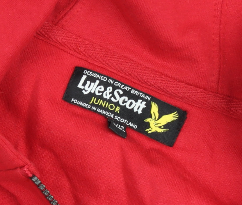 Lyle & Scott Boys Red Full Zip Hooded Basic Jacket 12-13 Years