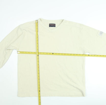 Cedarwood State Men's Beige Cotton V-Neck Jumper Size M