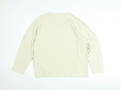 Cedarwood State Men's Beige Cotton V-Neck Jumper Size M