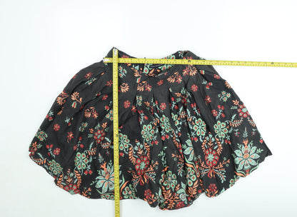 French Connection Women's Black Floral A-Line Short Skirt Size 8