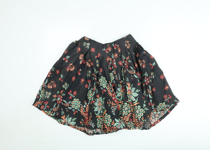 French Connection Women's Black Floral A-Line Short Skirt Size 8