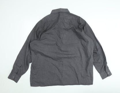 Clubman Men's Grey Long Sleeve Button-Up Shirt 18.5” Classic Fit