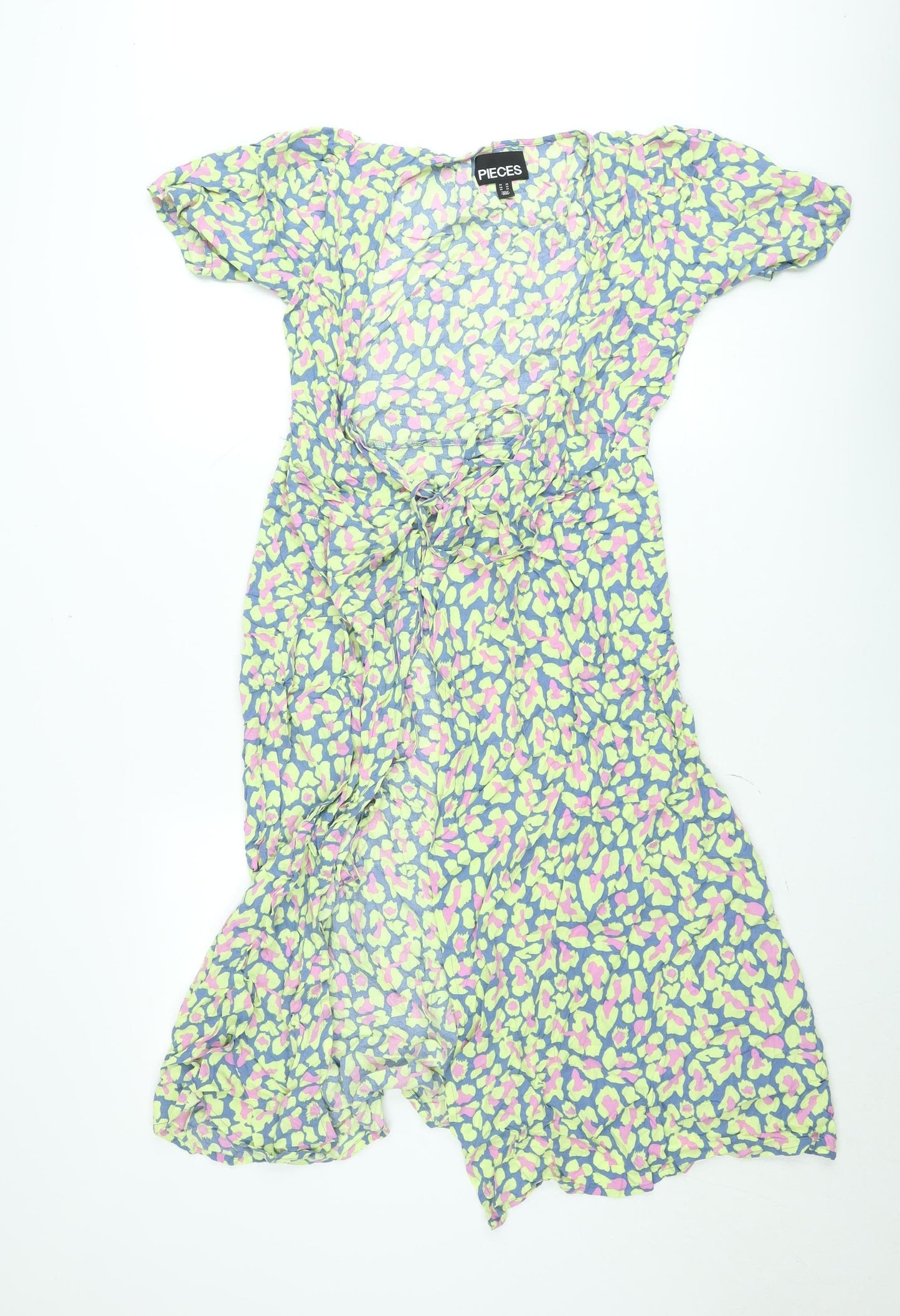 Pieces Women's Multicoloured XS Asymmetric Floral Mini Dress