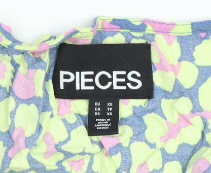 Pieces Women's Multicoloured XS Asymmetric Floral Mini Dress