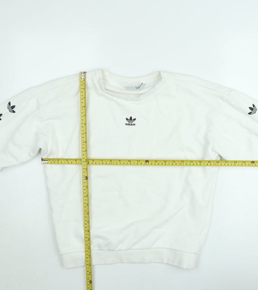 Adidas Women’s White Crew Neck Sweatshirt Size 8 Logo Print Pullover