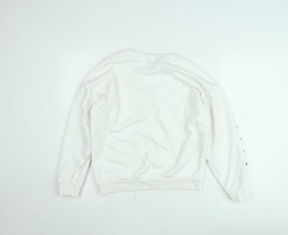 Adidas Women’s White Crew Neck Sweatshirt Size 8 Logo Print Pullover