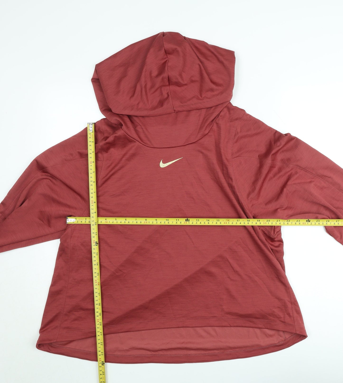 Nike Womens Red Dri-Fit Running Pullover Hoodie 1X Lightweight Activewear