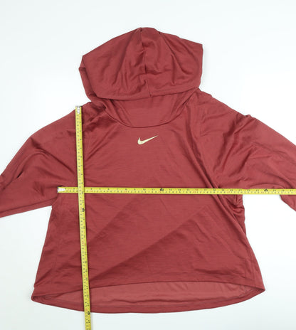 Nike Womens Red Dri-Fit Running Pullover Hoodie 1X Lightweight Activewear