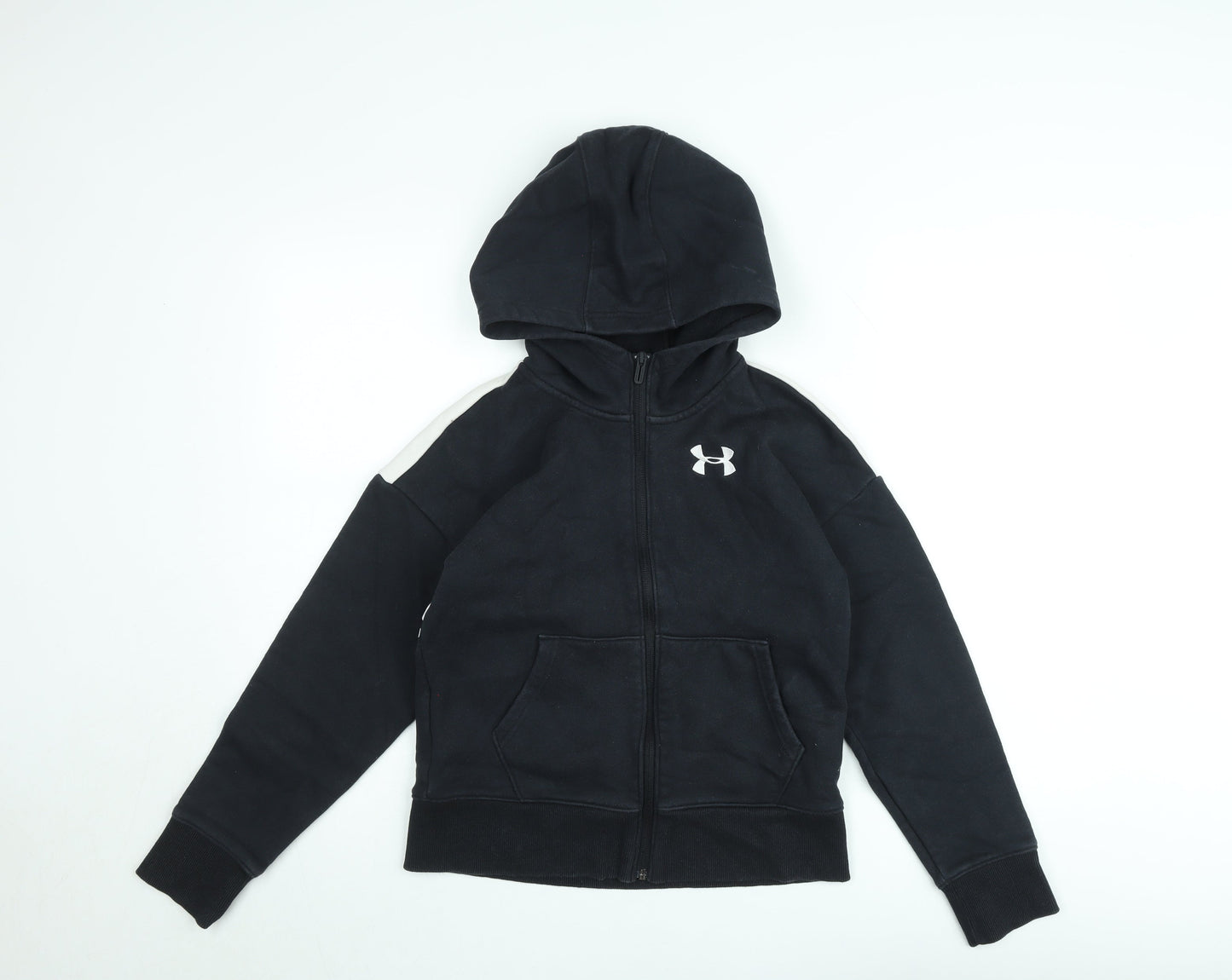 Under Armour Boys Black XS Full Zip Hooded Sports Jacket