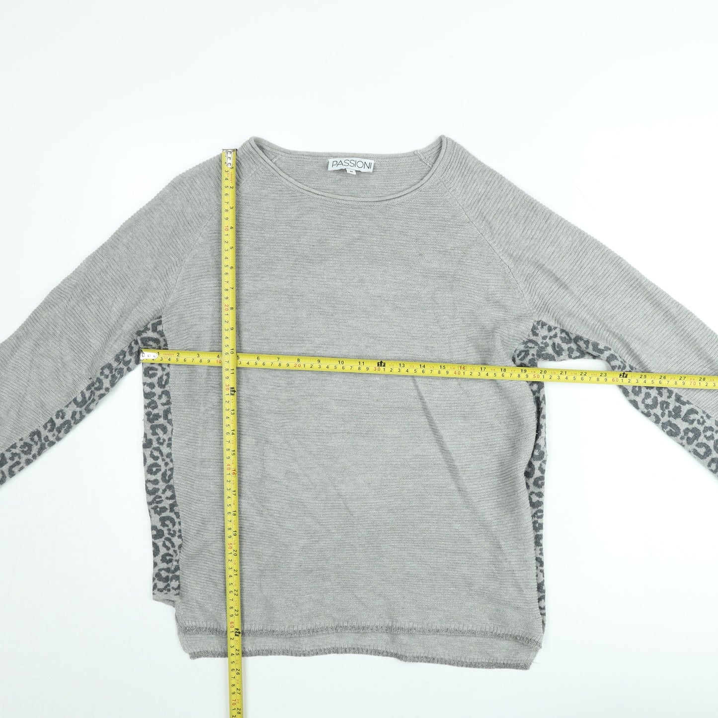 Passioni Women’s Grey Animal Print Knit Jumper Size M