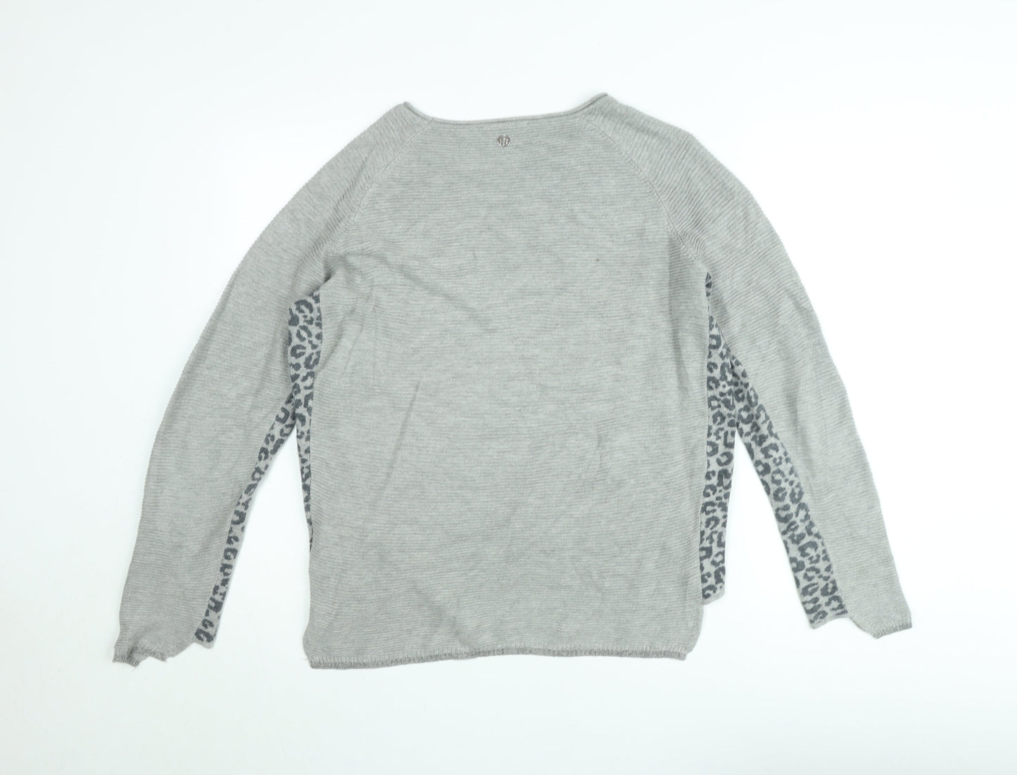 Passioni Women’s Grey Animal Print Knit Jumper Size M