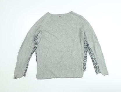Passioni Women’s Grey Animal Print Knit Jumper Size M