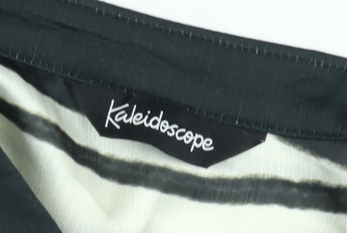 Kaleidoscope Women Black Animal Print Ruffle 3/4 Sleeve Blouse Size 10