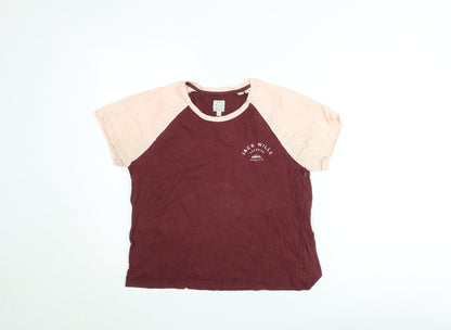 Jack Wills Women's Multicoloured Raglan Crew Neck T-Shirt Size 12